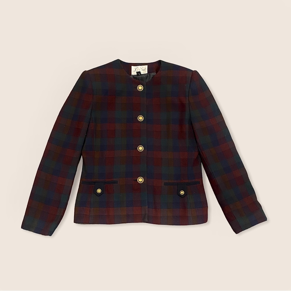 Vintage Blazer, Checkered Print, 10